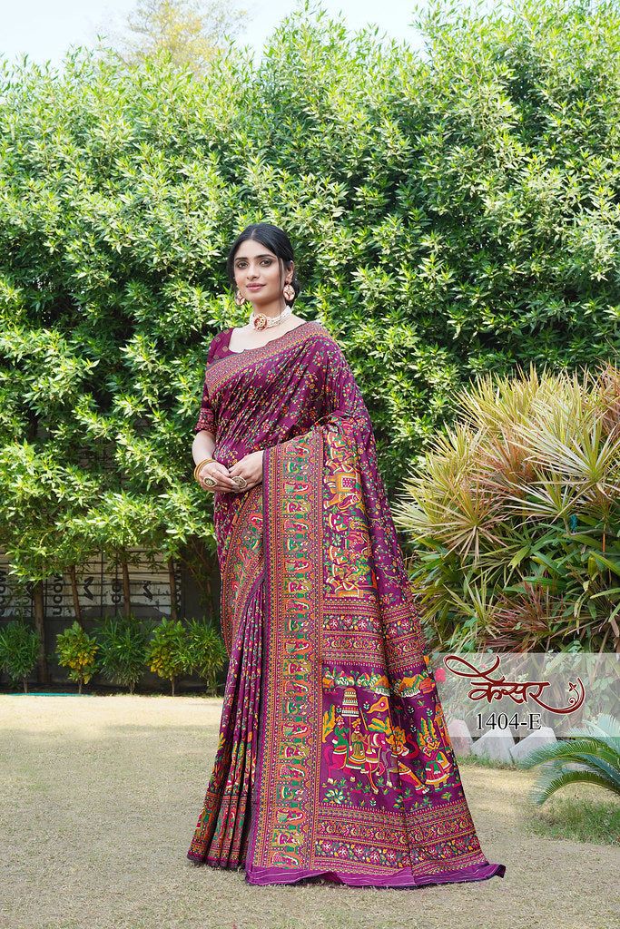 Traditional Printed Beautiful Soft Pure Silk Sari With Blouse