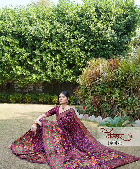Traditional Printed Beautiful Soft Pure Silk Sari With Blouse