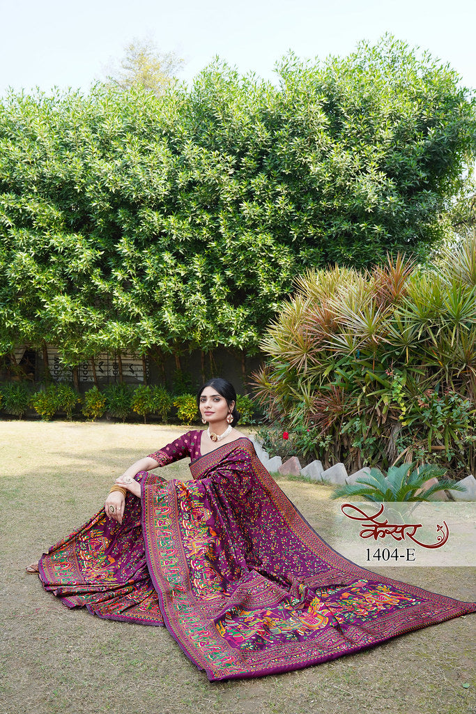 Traditional Printed Beautiful Soft Pure Silk Sari With Blouse