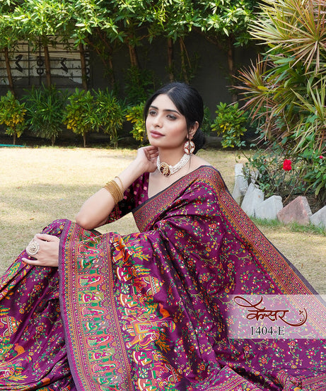 Traditional Printed Beautiful Soft Pure Silk Sari With Blouse