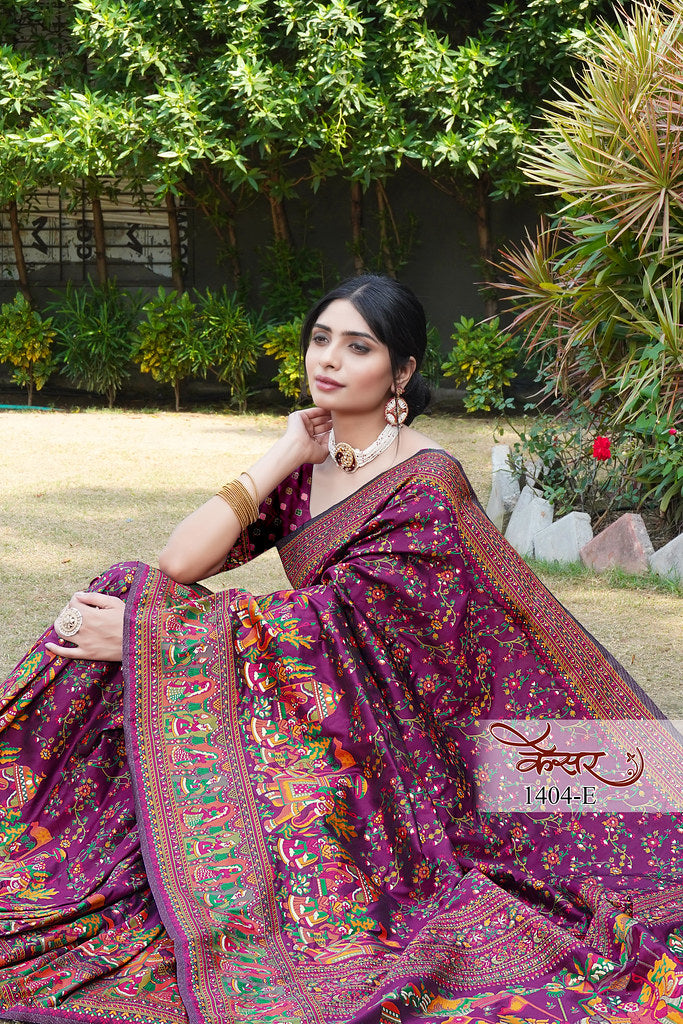 Traditional Printed Beautiful Soft Pure Silk Sari With Blouse