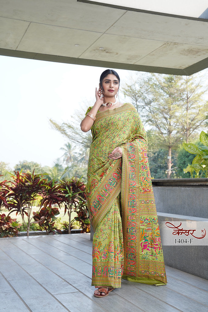 Traditional Printed Beautiful Soft Pure Silk Sari With Blouse