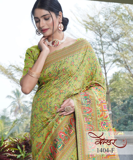 Traditional Printed Beautiful Soft Pure Silk Sari With Blouse