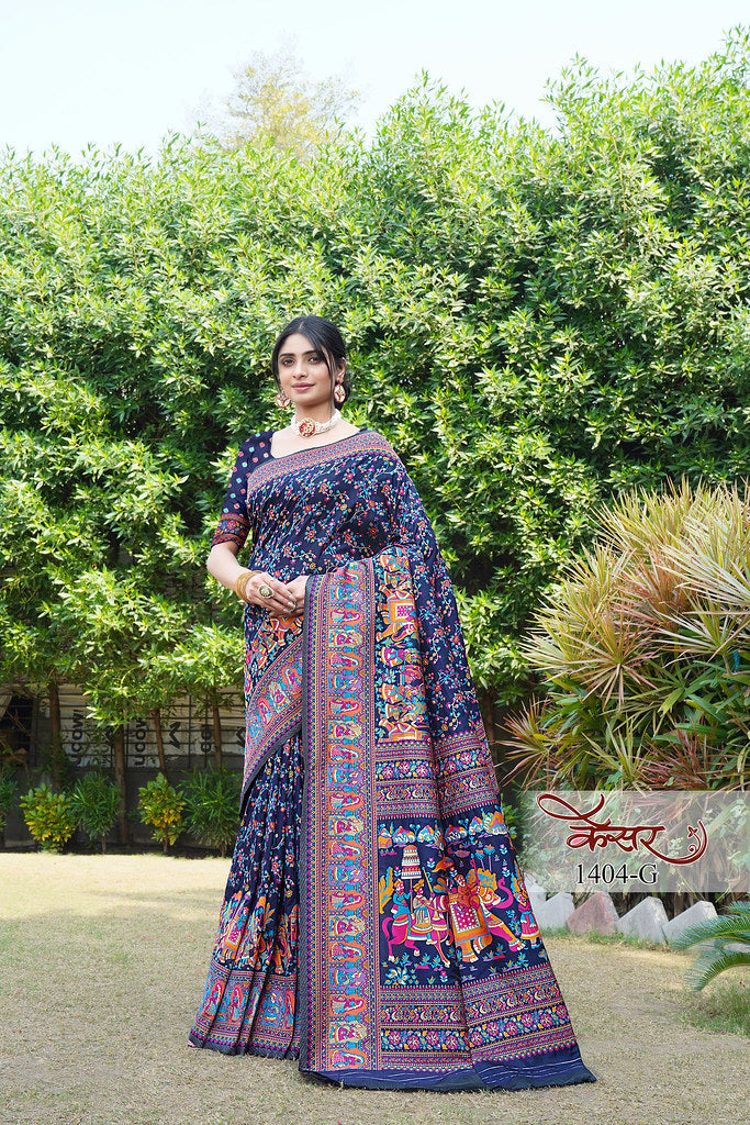 Traditional Printed Beautiful Soft Pure Silk Sari With Blouse