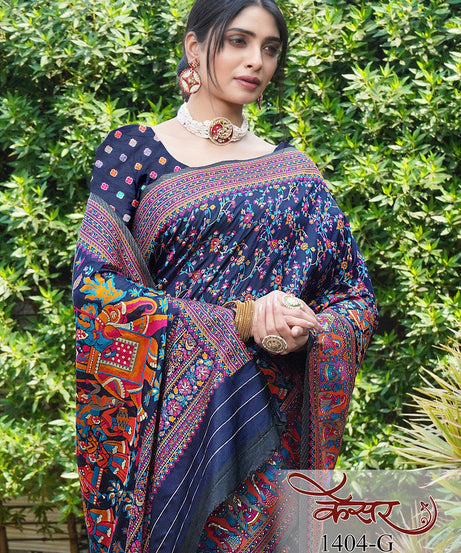 Traditional Printed Beautiful Soft Pure Silk Sari With Blouse