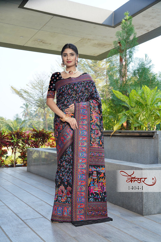 Traditional Printed Beautiful Soft Pure Silk Sari With Blouse