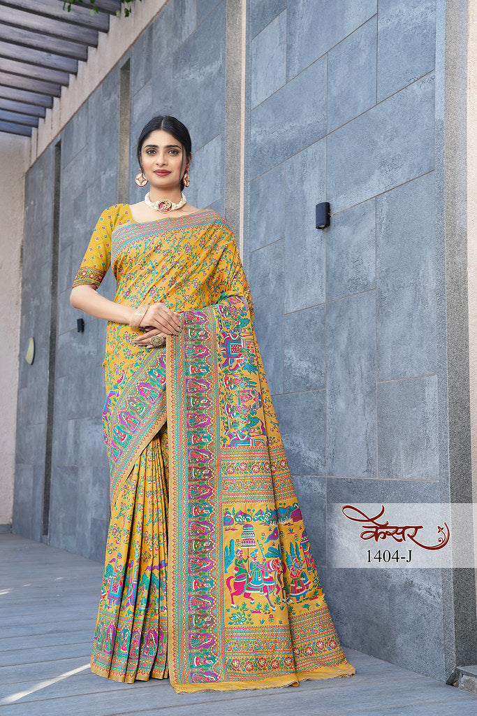 Traditional Printed Beautiful Soft Pure Silk Sari With Blouse