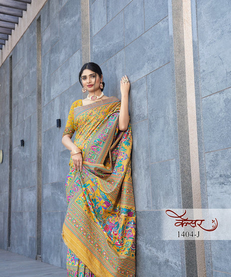 Traditional Printed Beautiful Soft Pure Silk Sari With Blouse