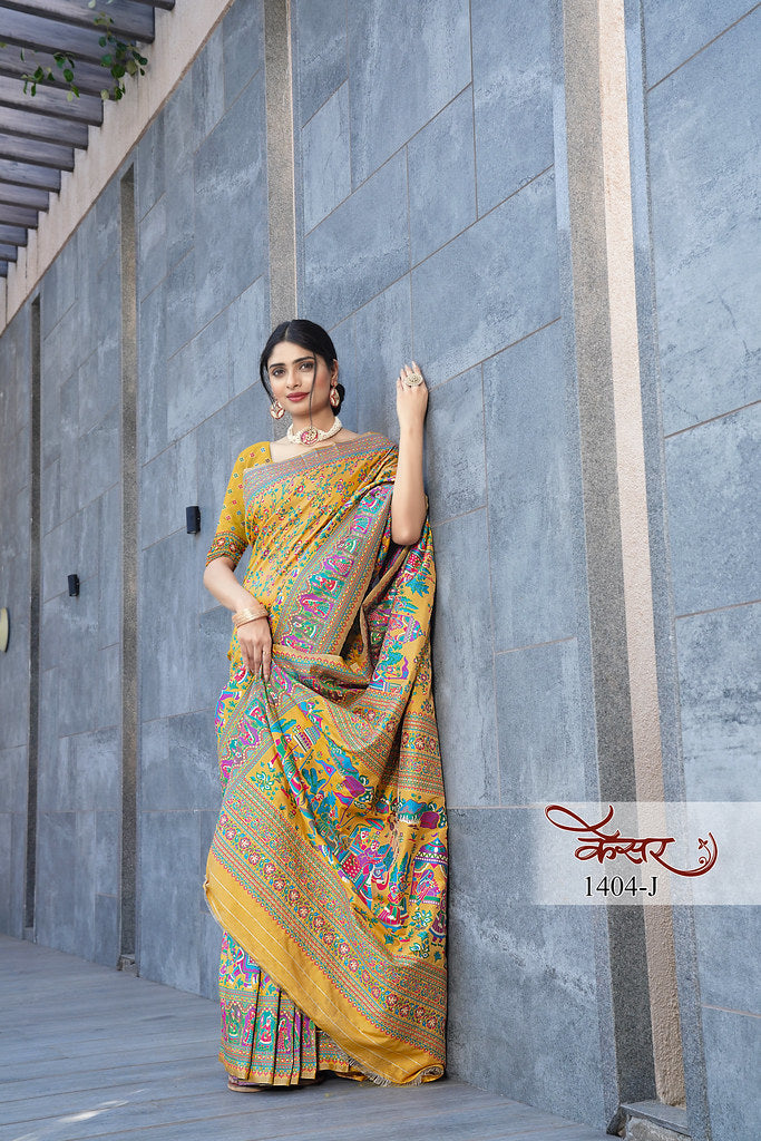 Traditional Printed Beautiful Soft Pure Silk Sari With Blouse