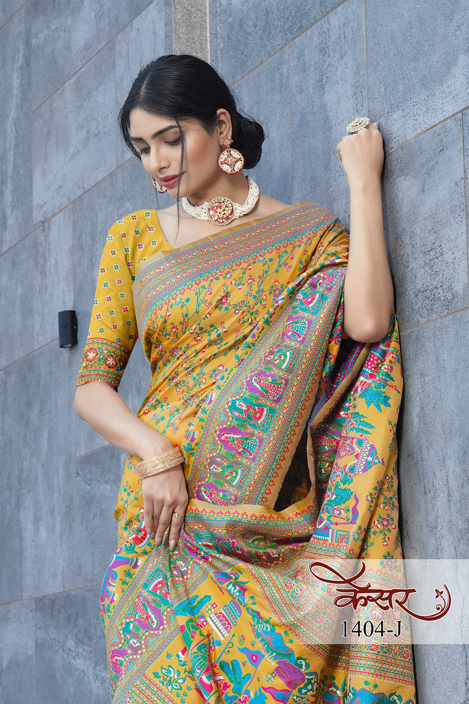 Traditional Printed Beautiful Soft Pure Silk Sari With Blouse