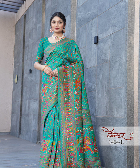 Traditional Printed Beautiful Soft Pure Silk Sari With Blouse