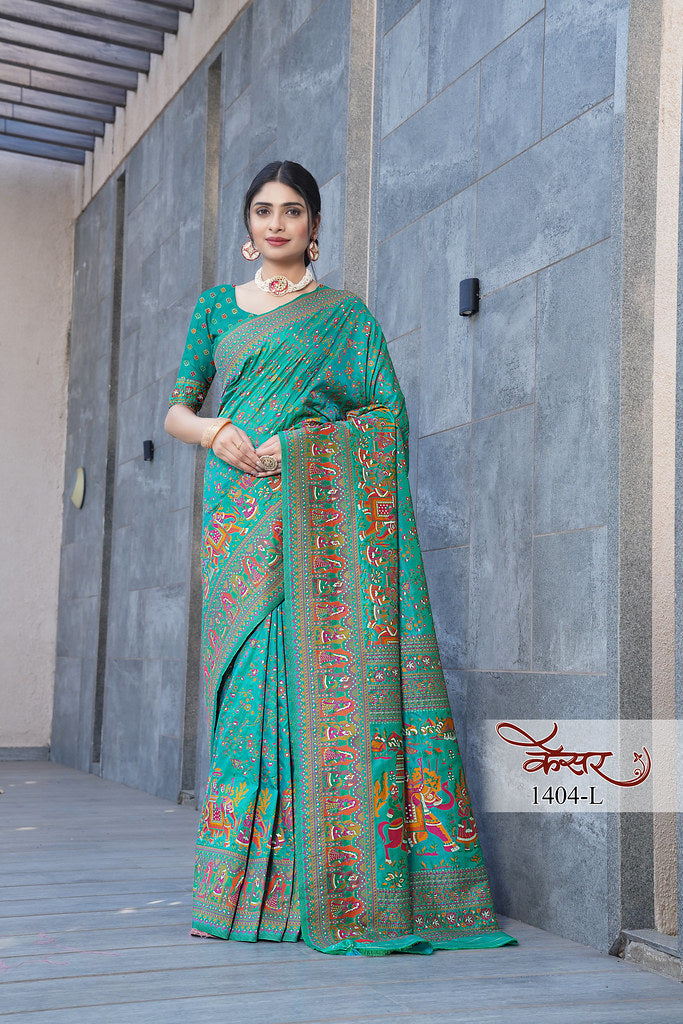 Traditional Printed Beautiful Soft Pure Silk Sari With Blouse
