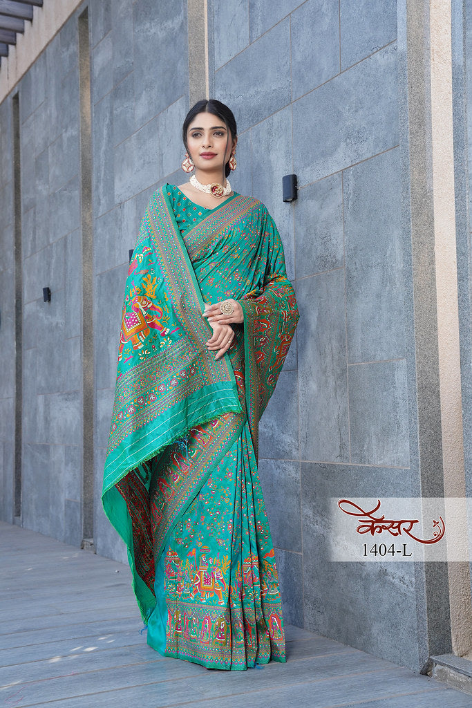 Traditional Printed Beautiful Soft Pure Silk Sari With Blouse
