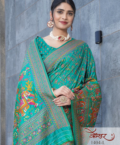 Traditional Printed Beautiful Soft Pure Silk Sari With Blouse