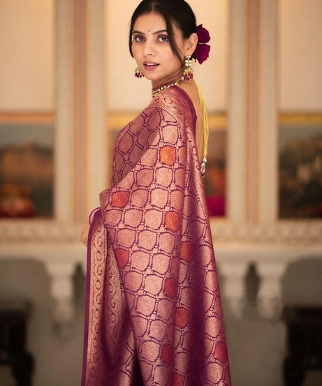 Banarasi Soft Silk Wedding Party Wear Saree,Ethnic Classic Sari With Blouse