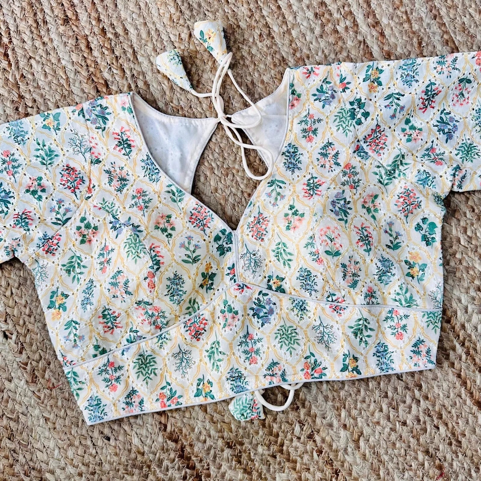 Wedding Hakoba With Flower Print All Over Blouse Choli