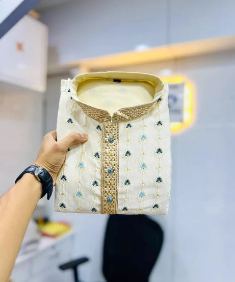 Stitched Heavy Jacquard Silk Indian Traditional Look Kurta Pajama For Men's