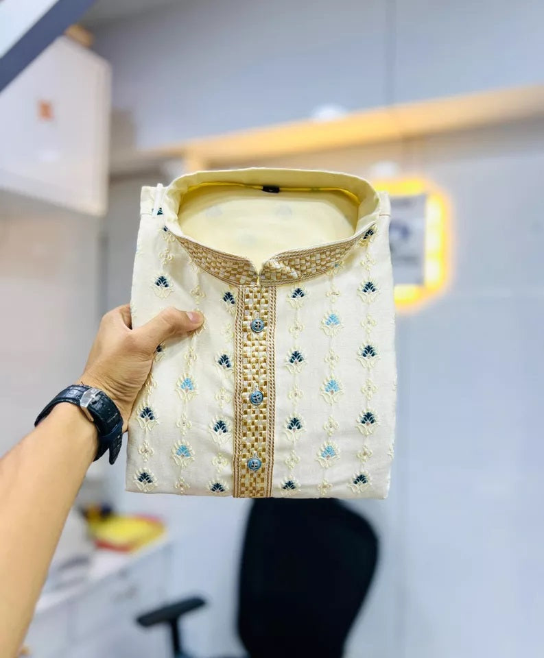 Stitched Heavy Jacquard Silk Indian Traditional Look Kurta Pajama For Men's