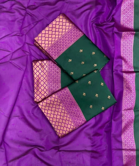 Banarasi Soft Silk Wedding Saree With Jacquard Border Blouse fancy Saree11-KT