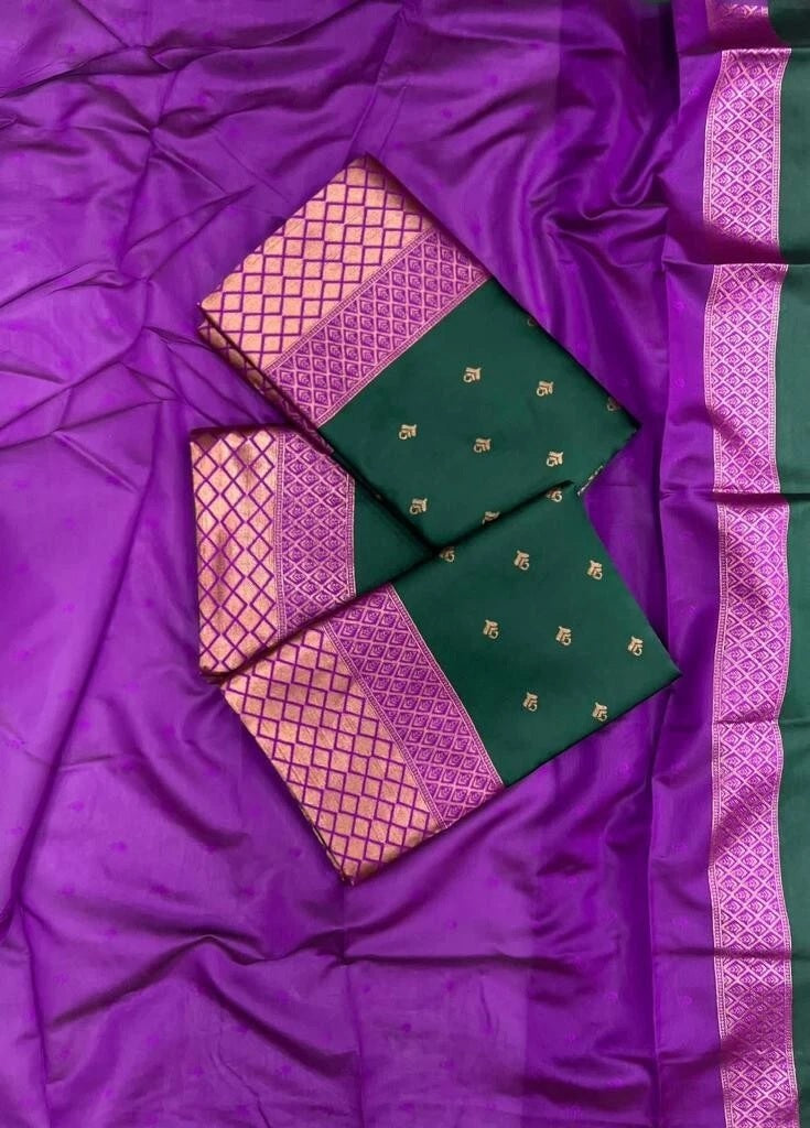 Banarasi Soft Silk Wedding Saree With Jacquard Border Blouse fancy Saree11-KT