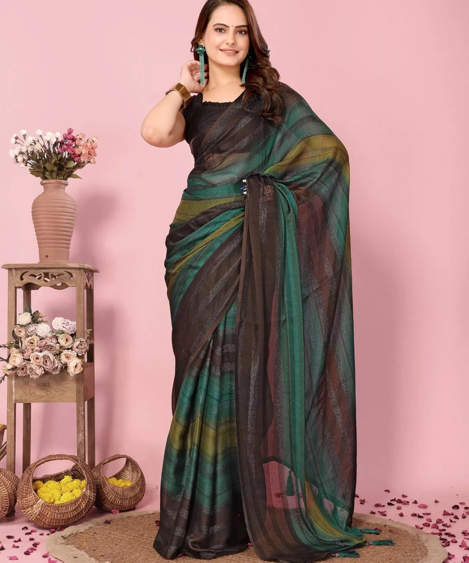 Traditional Rangoli Zari Silk Saree Blouse