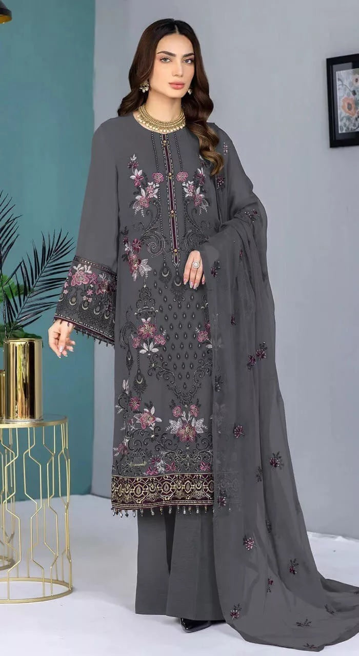 Georgette With Embroidery Stitched Work Salwar Kameez Suit