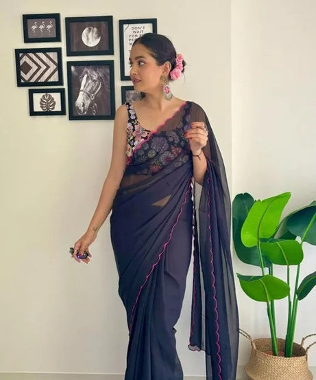 Soft Georgette Silk Saree With Blouse