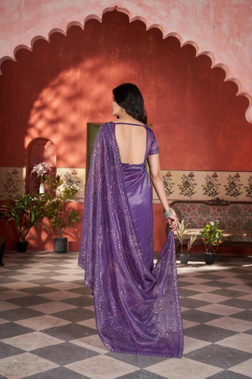 Printed Beautiful Traditional Wear Twill Net Saree With Blouse