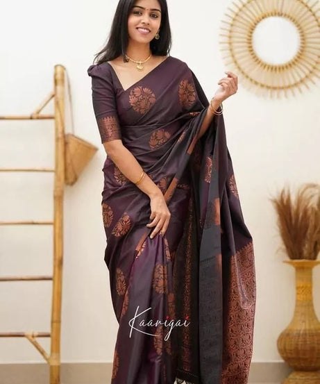 Soft Lichi Silk Rich Pallu Jacquard Work Saree With Blouse