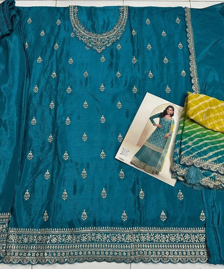 Traditional Designer Heavy Chinon , Wedding Wear Top Bottom, Dupatta