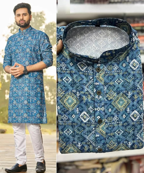 Men's FullStitched Heavy Rayon Schiffli Work Bollywood Kurta Pajama