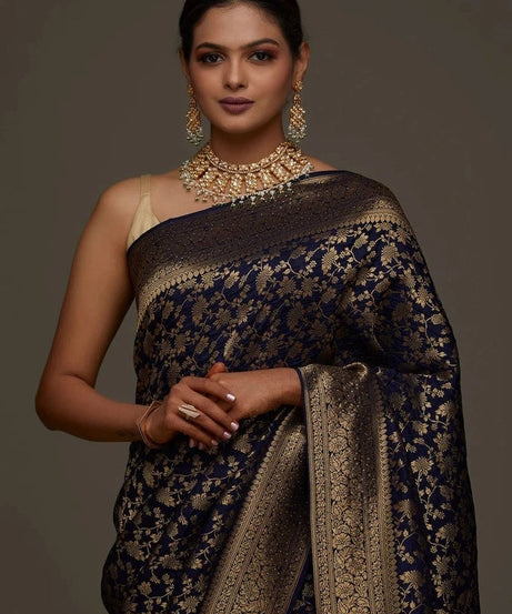 Traditional Wear Banarasi Soft Silk Saree , Designer Sari & Blouse