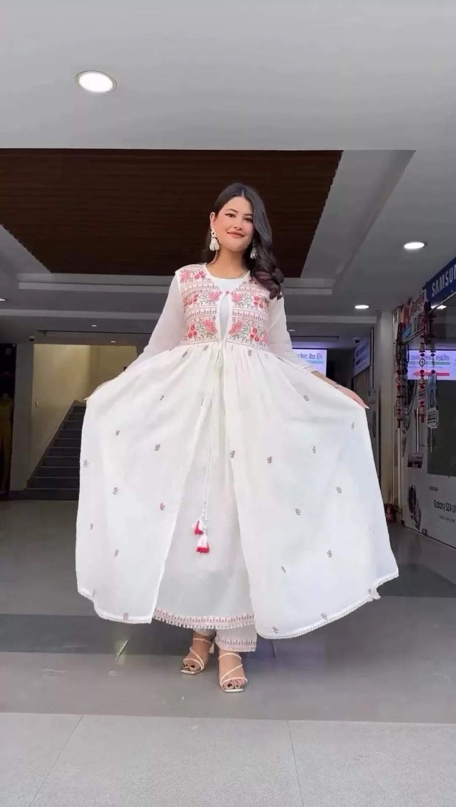 Faux Georgette Bollywood Full Stitched Kurti Shrug & Pant Dupatta