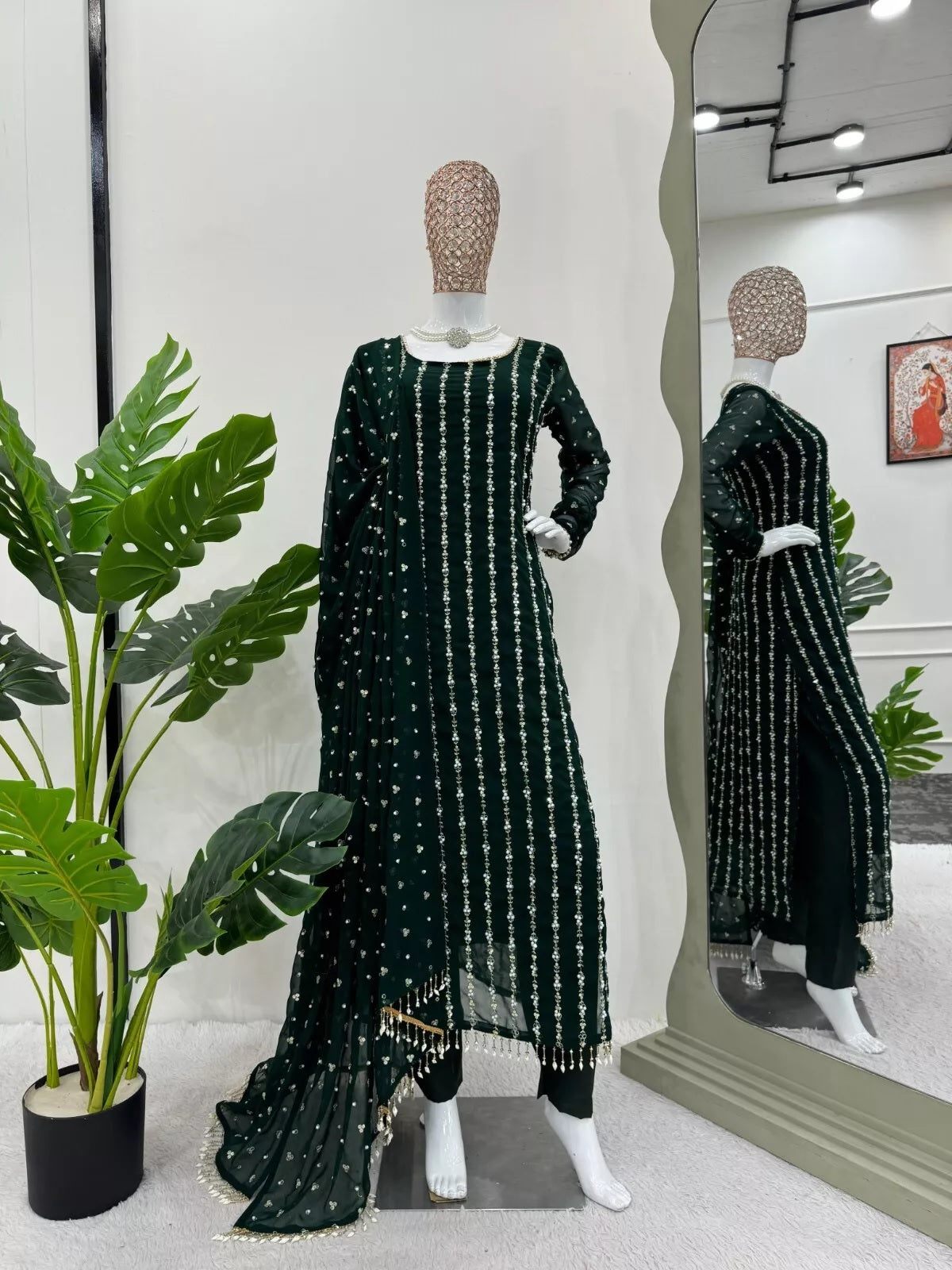 Full Stitched Faux Georgette Top Pant & Dupatta