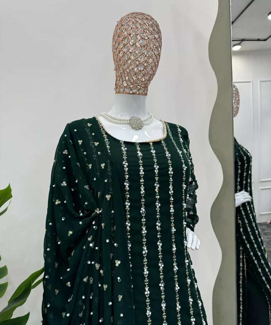 Full Stitched Faux Georgette Top Pant & Dupatta