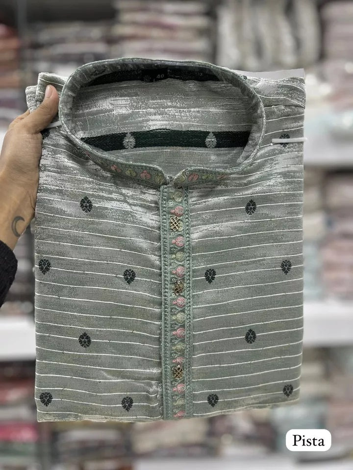 Designer Ethnic Stitched Heavy Jacquard Kurta Pajama Set For Mens