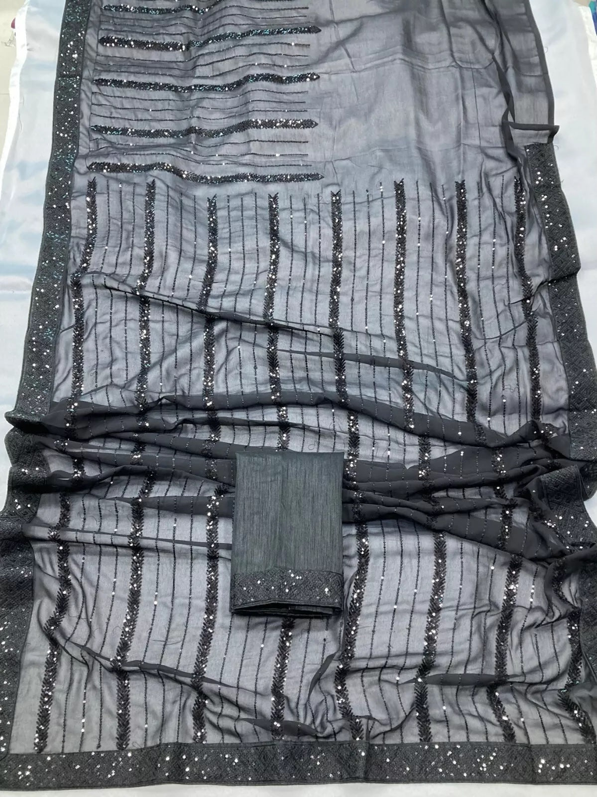 New Indian Georgette Saree,Indian Wedding Claasic Sari