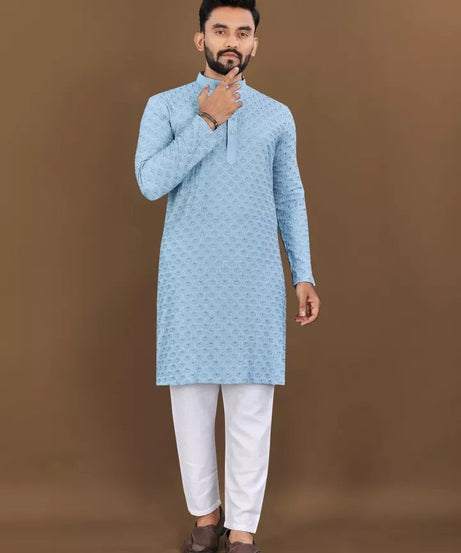 Bollywood Classic Full Stitched Rayon Kurta Pajama Set For Men's
