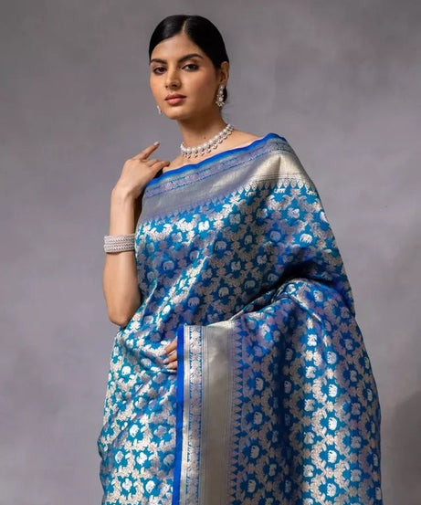 Banarasi Soft Silk Sari With Blouse