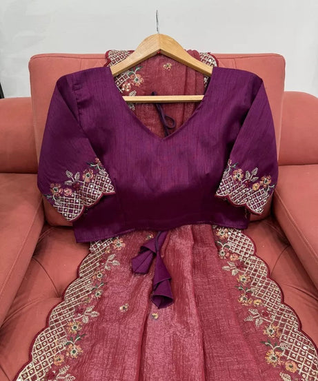 Bollywood Wedding Wear Crunchy Silk Saree, Party Wear Ethnic Sari & Blouse