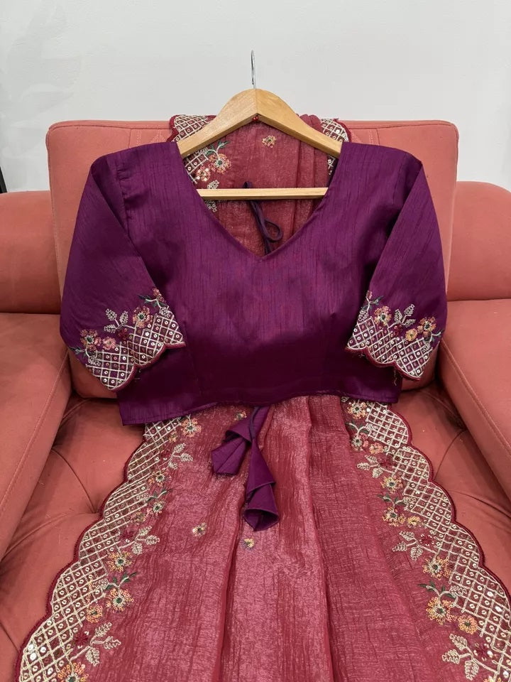 Bollywood Wedding Wear Crunchy Silk Saree, Party Wear Ethnic Sari & Blouse