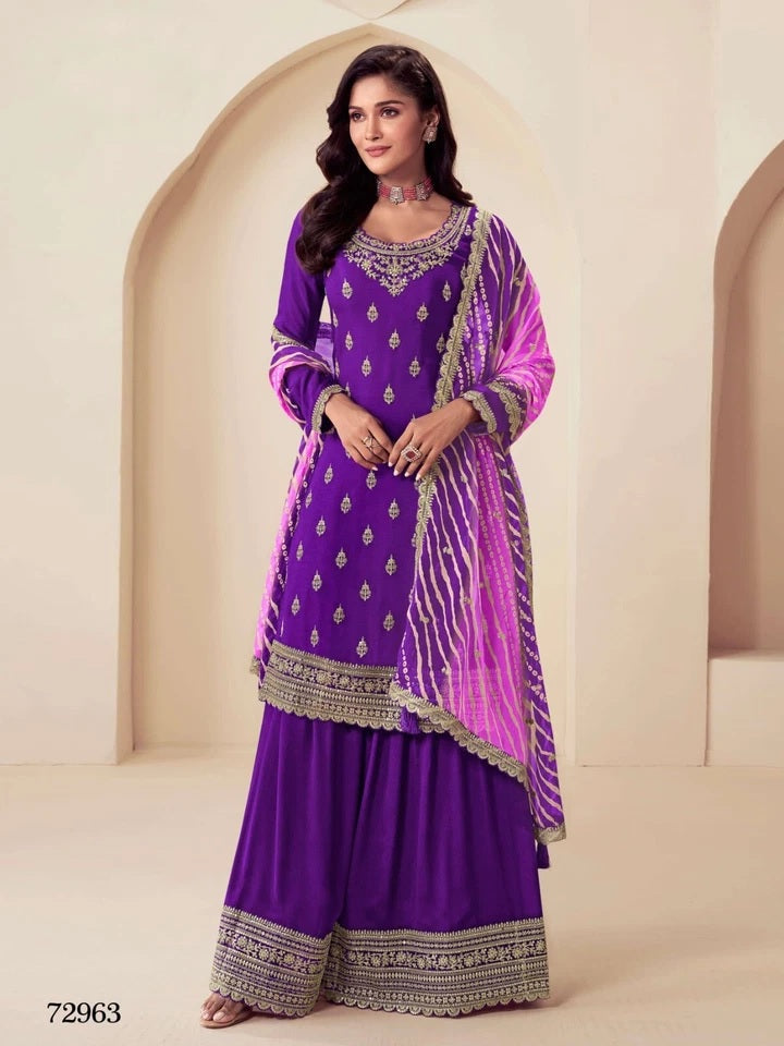 Traditional Designer Heavy Chinon , Wedding Wear Top Bottom, Dupatta