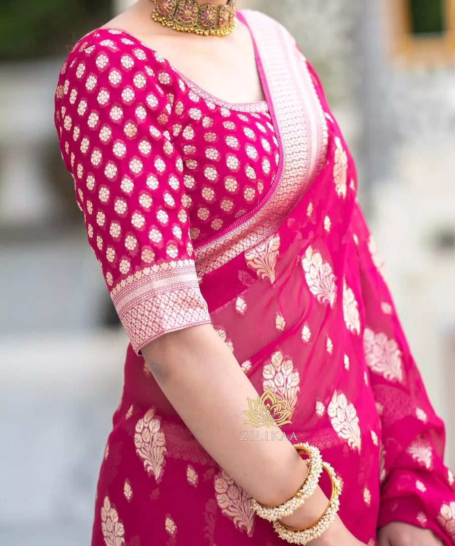 Women's Banarasi Soft Silk Saree With Blouse