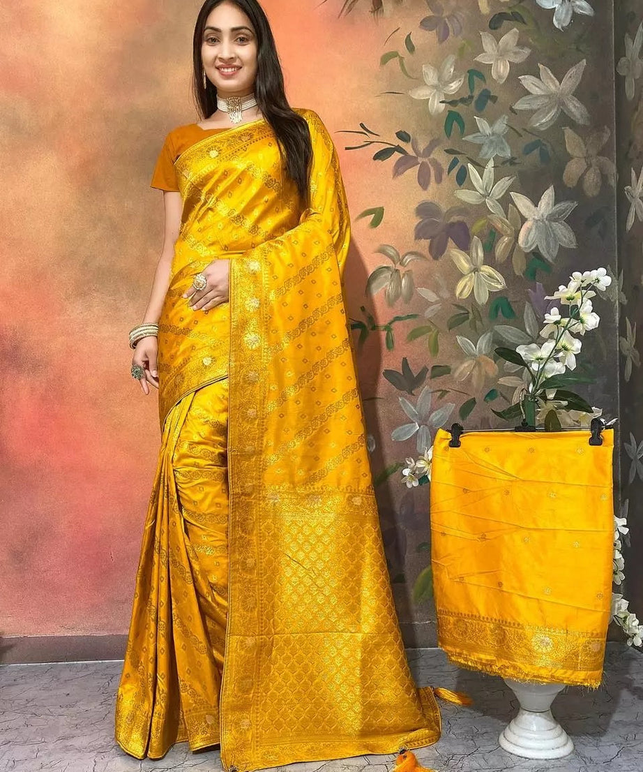 Ethnic Party Wear Indian Dola Silk Saree & Blouse