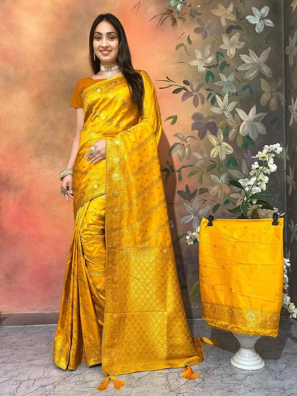 Ethnic Party Wear Indian Dola Silk Saree & Blouse