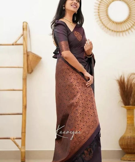 Soft Lichi Silk Rich Pallu Jacquard Work Saree With Blouse