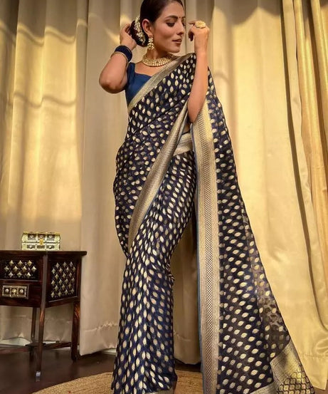 Banarasi Soft Silk Yellow Sari & Blouse