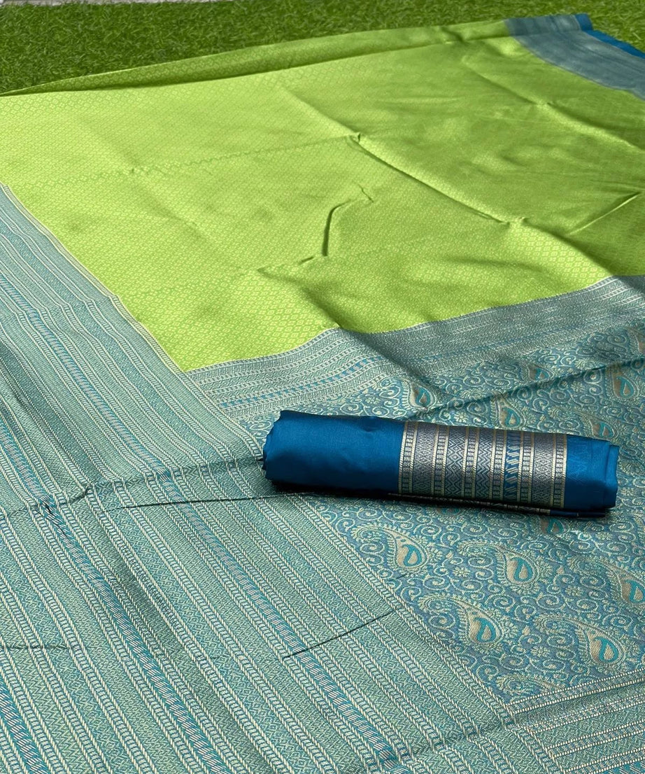 Banarasi Soft Silk Sari With Unstitched Blouse