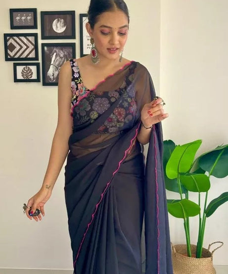 Soft Georgette Silk Saree With Blouse