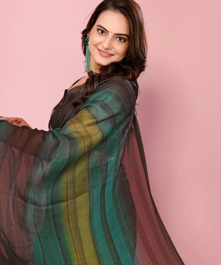 Traditional Rangoli Zari Silk Saree Blouse